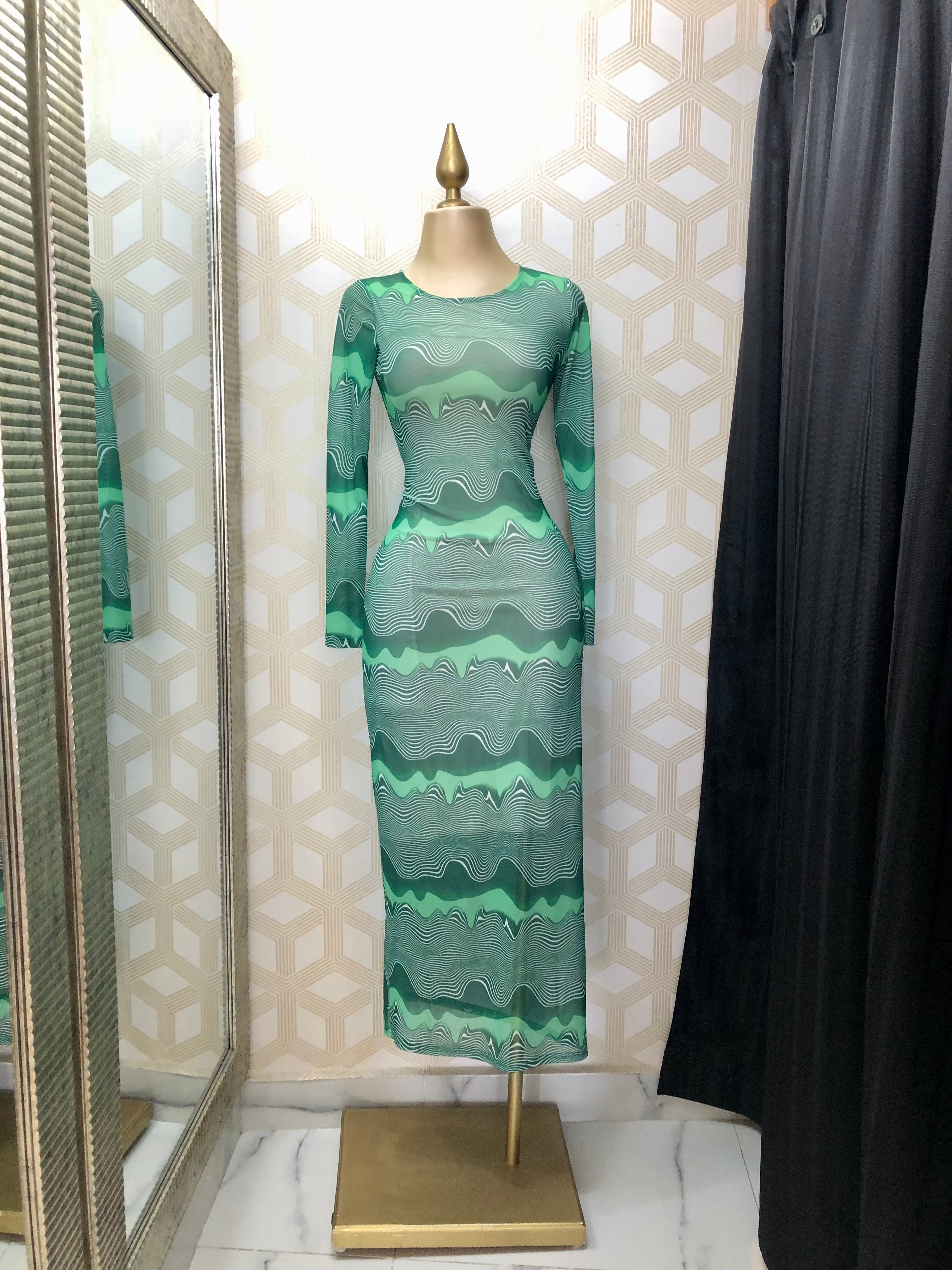 Vestido Verde Largo Mesh