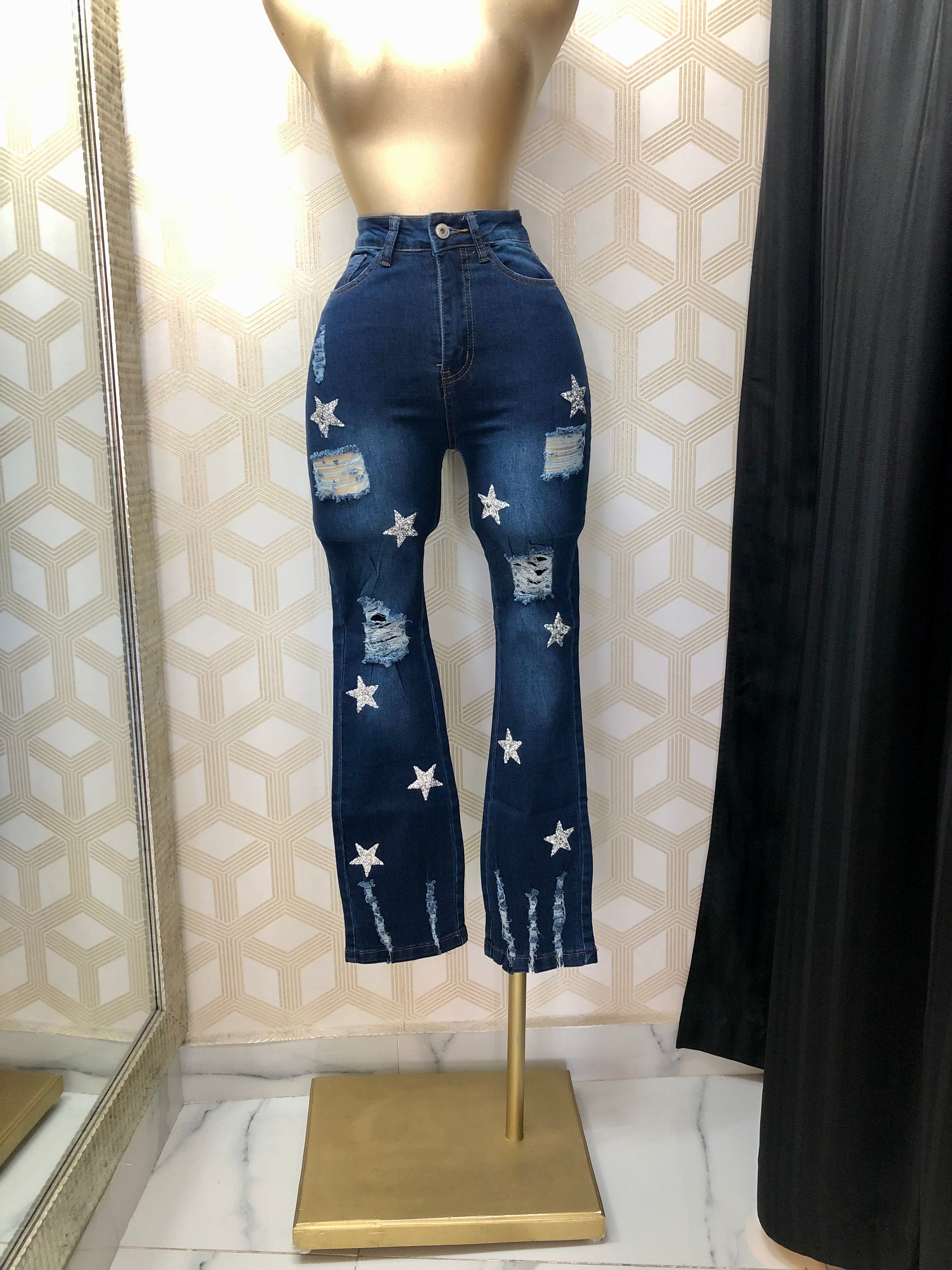 Pantalon de Mezclilla con Estrella de Colores